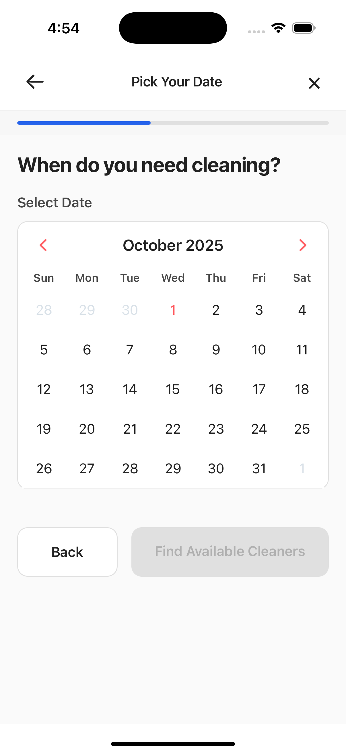 Booking date picker